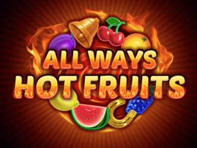 All Ways Hot Fruits Schriftzug mit den Früchten des Slots im Hintergrund