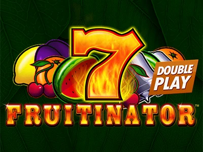 Diverse Fruechte-Symbole mit Schriftzug "Fruitinator Double Play"