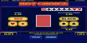 Gamble-Funktion: Setzen auf Rot oder Schwarz als nächste Kartenfarbe