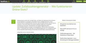 Lapalingo-Blog mit diversen Artikeln, wie zum Beispiel "Zufallsgenerator - Wie funktionieren Online-Slots?"