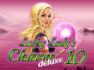 Blonde, lächelnde Frau hält Magiekugel, daneben Schriftzug "Lucky Ladys Charm Deluxe 10"