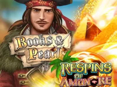 Der Pirat hinter dem Books and Pearls Respins of Amun Re Schriftzug.