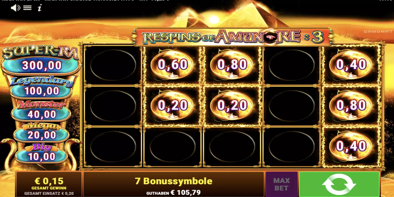 Das Bonusspiel im Books and Pearls Respins of Amun Re Slot 