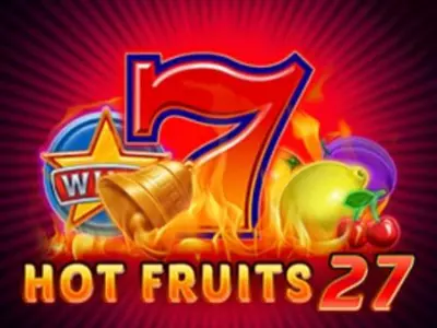 Hot Fruits 27 Schriftzug mit den Symbolen des Slots.