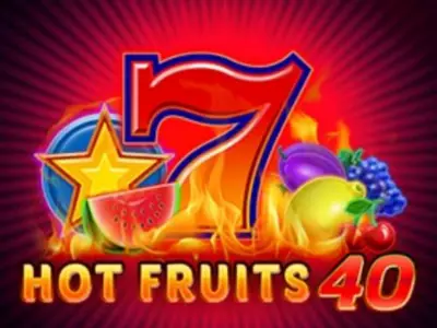 Hot Fruits 40 Schriftzug mit den Symbolen des Slots.