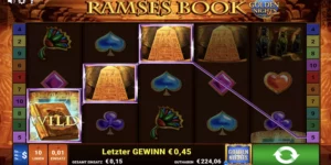 1 Wild und 2 Obelisk-Symbole führen bei Ramses Book Golden Nights Bonus zum Gewinn.