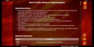 Regeln bei Hot Fruits deluxe