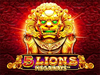 Titelbild zu 5 Lions Megaways mit goldenem Löwen