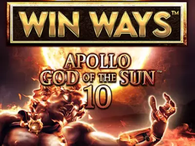 Der Gott Apollo mit dem Apollo God of the Sun 10 Win Ways Schriftzug.