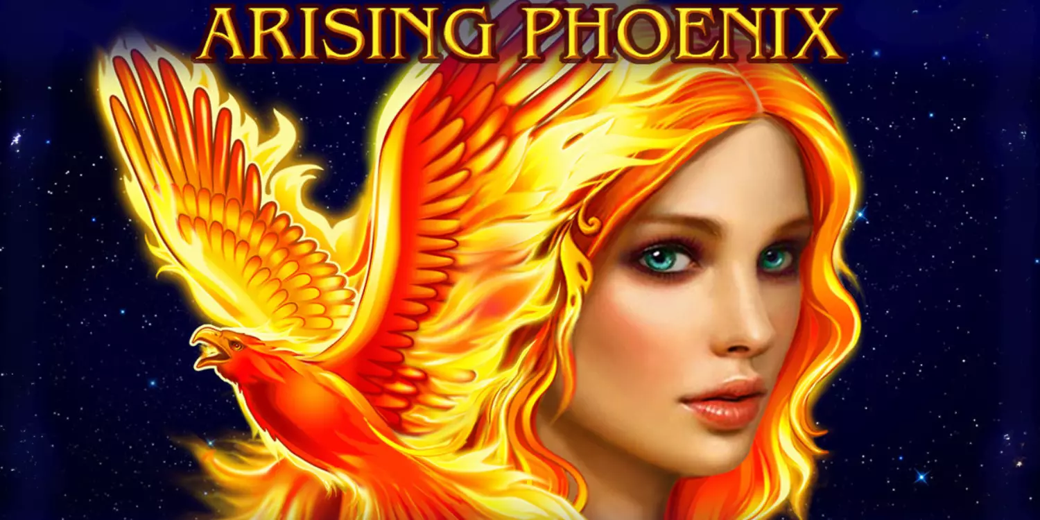 Frau mit Phönix unter dem Arising Phoenix Schriftzug