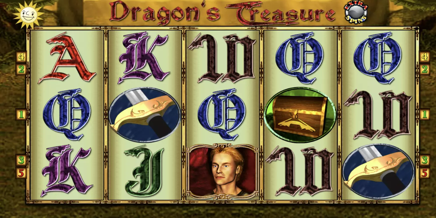 Das Startbild von Dragons Treasure Extra Spins.