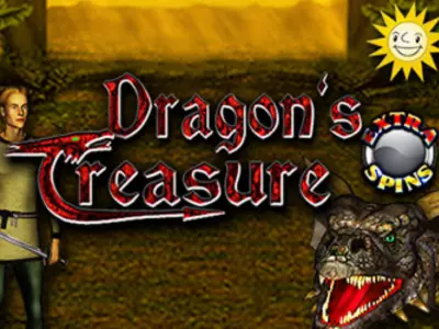 Der Ritter und der Drache mit dem Dragons Treasure Extra Spins Schriftzug.