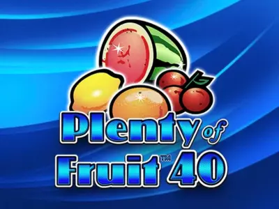 Der Plenty of Fruit 40 Schriftzug vor einigen Früchten.
