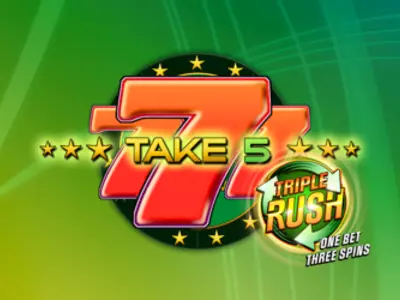 Der Take 5 Triple Rush Schriftzug mit drei roten 7