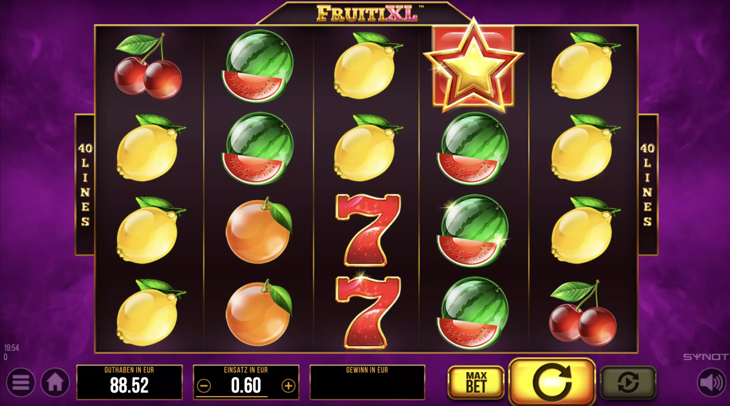 Das Startbild von Fruiti XL.