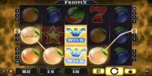 Mehrere Orangen und das Wild-Symbol führen bei Fruiti X zum Gewinn.