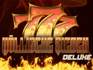 3 Siebenen in Flammen und Schriftzug "Höllische Sieben Deluxe"