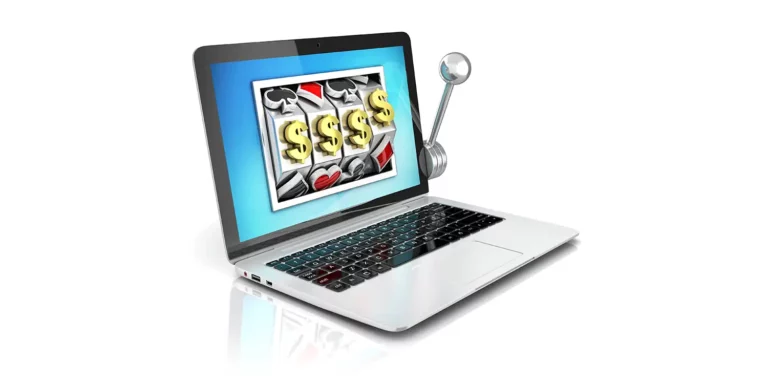 Laptop mit Online-Slot auf dem Bildschirm