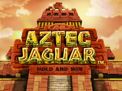 Der Aztec Jaguar Schriftzug vor einem Tempel.