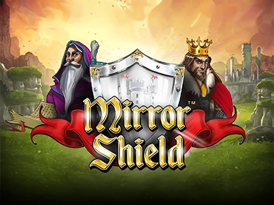 Zauberer und König vor Königreich und mit Schriftzug "Mirror Shield"