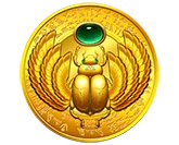 Goldene Münze mit einem Skarabäus