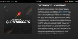 Erklärung zum Quotenboost auf der Neobet Website