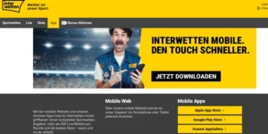 Bewerbung der Interwetten Mobile App auf der Interwetten-Website