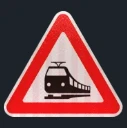 Rotes Warnschild mit Zug