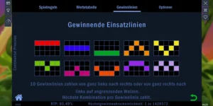 Abstrakte Darstellung der 10 Gewinnlinien