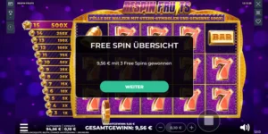 9,56 Euro mit 3 Freispielen gewonnen