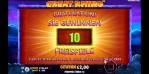 10 Freispiele gewonnen