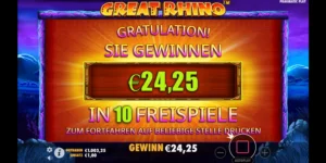 Gewinn von 24,25 Euro in 10 Freispielen