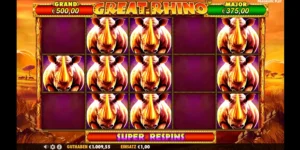 Super Respins mit vielen Rhinozerossen auf den Walzen
