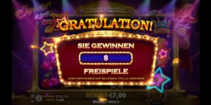 8 Freispiele gewonnen