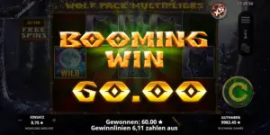 Booming Win in Höhe von 60 Euro
