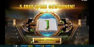5 Freispiele gewonnen mit "J" als expandierendes Spezialsymbol