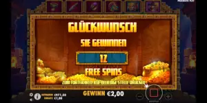 12 Freispiele gewonnen