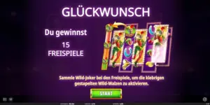 15 Freispiele gewonnen