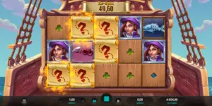 5 Mystery-Symbole auf den Walzen und bisheriger Gewinn von 49,60 Euro durch Re-Spins