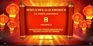 8 Freispiele gewonnen