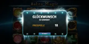 18 Freispiele gewonnen