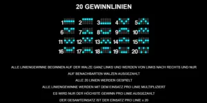 Übersicht der 20 Gewinnlinien